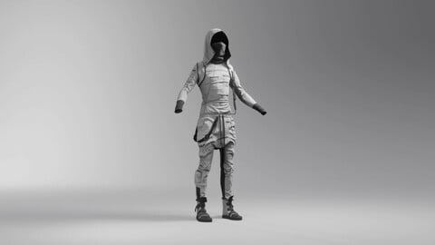 Clothes outfit 3D model - textured, rigged and weightpainted