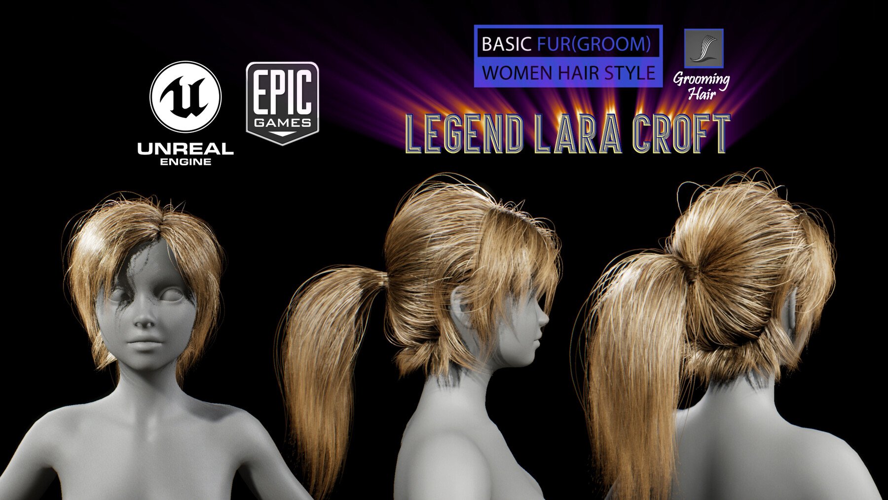 ArtStation - Legend Hair Groom V1 Croft | Game Assets