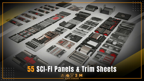 55 Scifi Panels & Trim Sheets