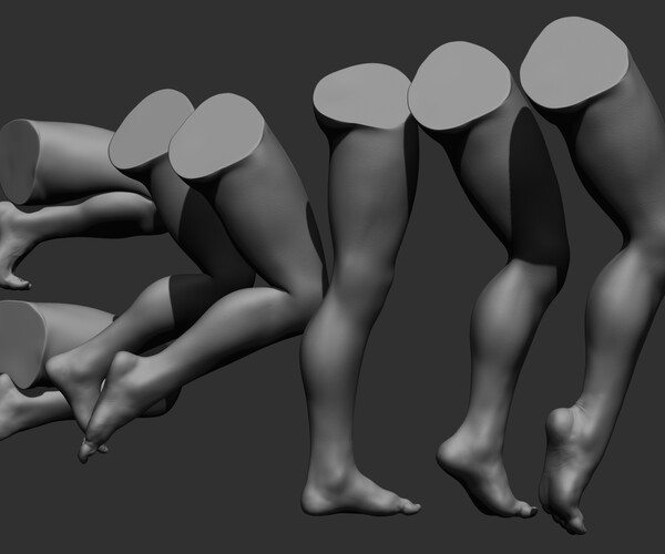 ArtStation 15 female leg poses OBJ+STL+ZTL+FBX Resources