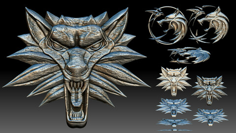 Witcher Symbols low relief for CNC router or 3D printer