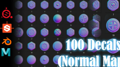 100 Decals & Stamps pack( 2k normal maps)