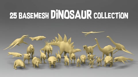 25 Basemesh dinosaur collection