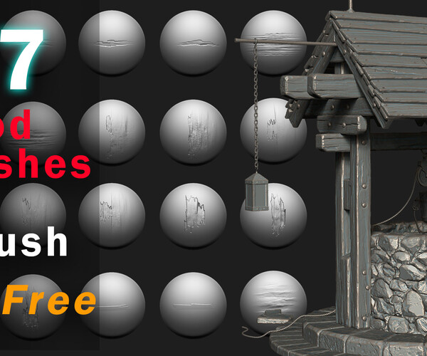 ArtStation 77 Free Wood Brushes for ZBrush Brushes