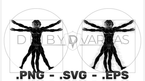 Vitruvian man vector silhouettes