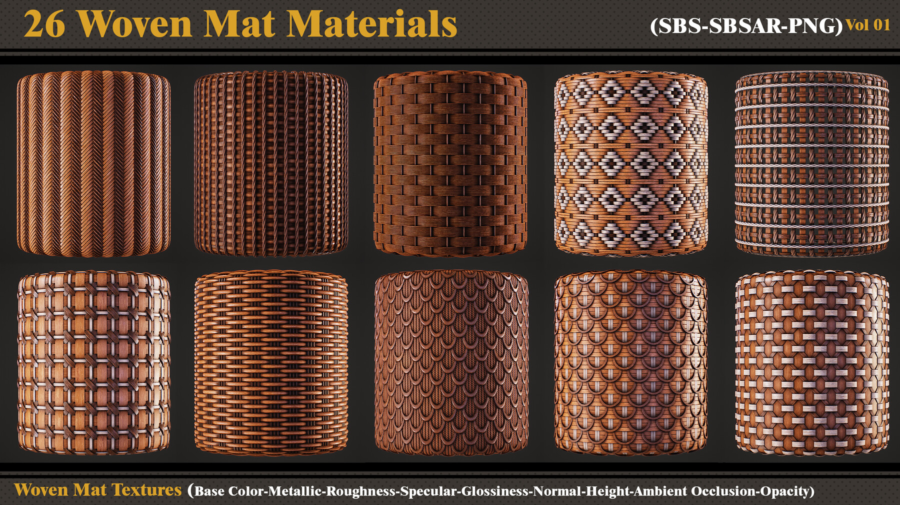ArtStation 26 Woven Mat Materials + Textures Resources