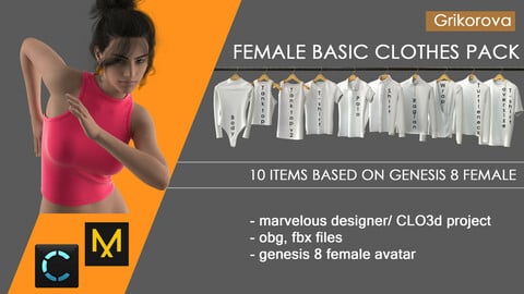 base woman clothing pack/clo 3d/ zprj,obj, fbx