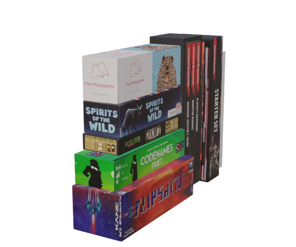 ArtStation Shelf filler books and board games Game Assets