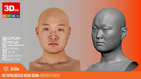 Retopologized Male 3D Head scan | Dokuro Konyo