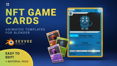 NFT GAME CARDS animated templates for Blender with materials