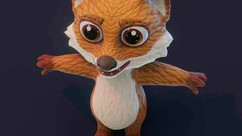 Cartoon Fox Animated 3D Model