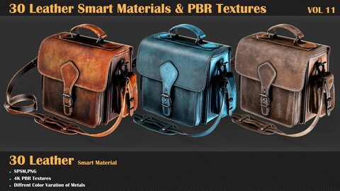 30 Leather Smart Materials + PBR Textures - VOL 11