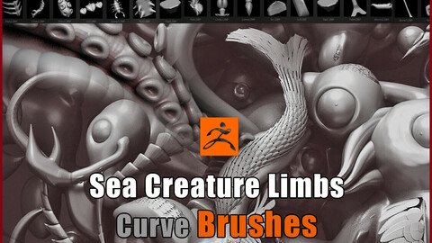 Sea Creature Limbs Tails - Zbrush Curve Brushes (Low Poly )