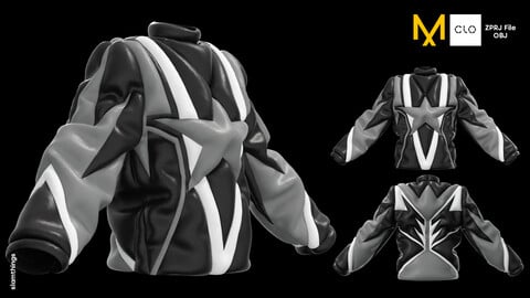 Future Fashion Star Puffer Jacket #003 - Clo3D/MarvelousDesigner + OBJ / NO TEXTURE / DIGITAL FASHION