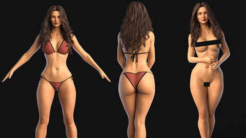 Beautiful Woman Low Poly Rigged Model