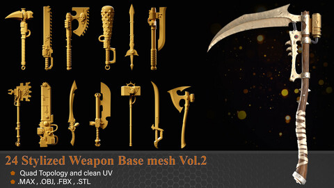 24 Stylized Weapon Base mesh Vol.2