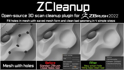 ZCleanup - Open-source 3D scan cleanup plugin for ZBrush 2022