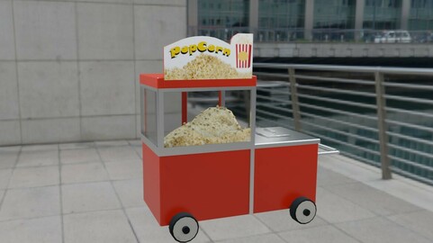 Popcorn Cart - Carrinho de Pipoca Low-poly 3D model