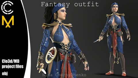 Fantasy outfit. Marvelous Designer/Clo3d project + OBJ.