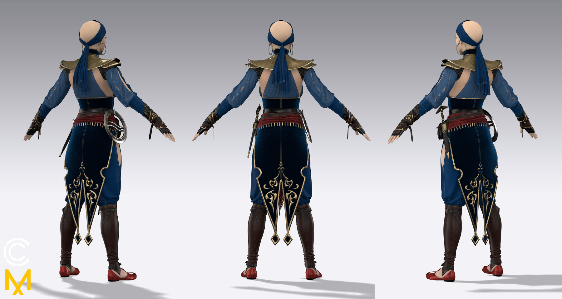 ArtStation Fantasy outfit. Marvelous Designer/Clo3d project + OBJ