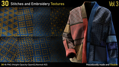 30 Stitches and Embroidery Textures-Vol3-Height-Normal-Opacity-AO