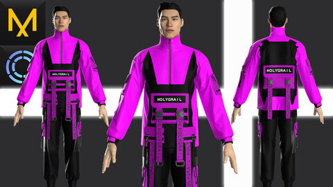 Cyberpunk Outfit Male OBJ mtl FBX ZPRJ