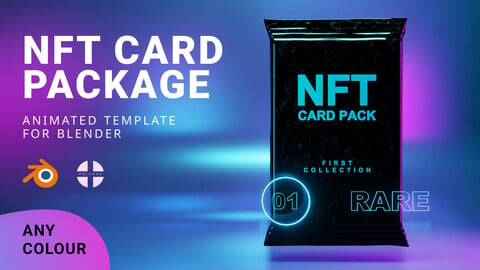 NFT Card package animated template for Blender