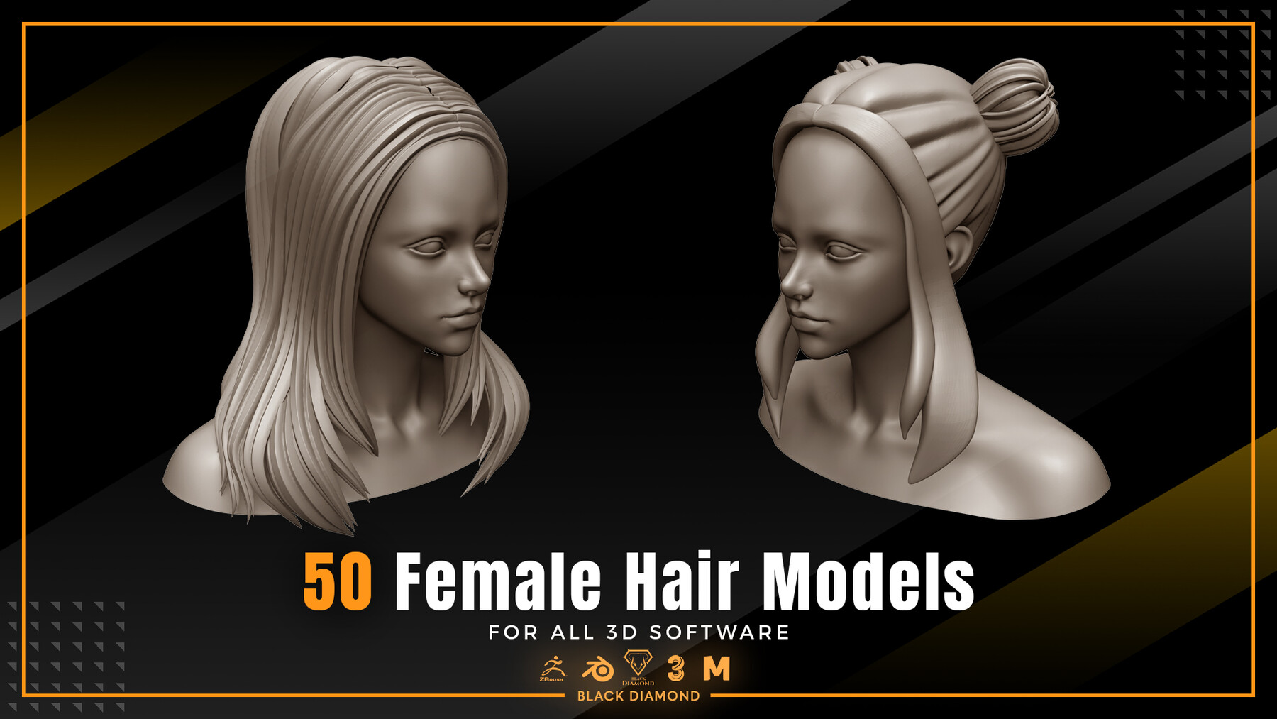 ArtStation - 50 Female Hair Models ( %60 OFF) FOR ALL 3D SOFTWARE |  Resources