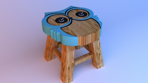 Kid baby owl wood chair