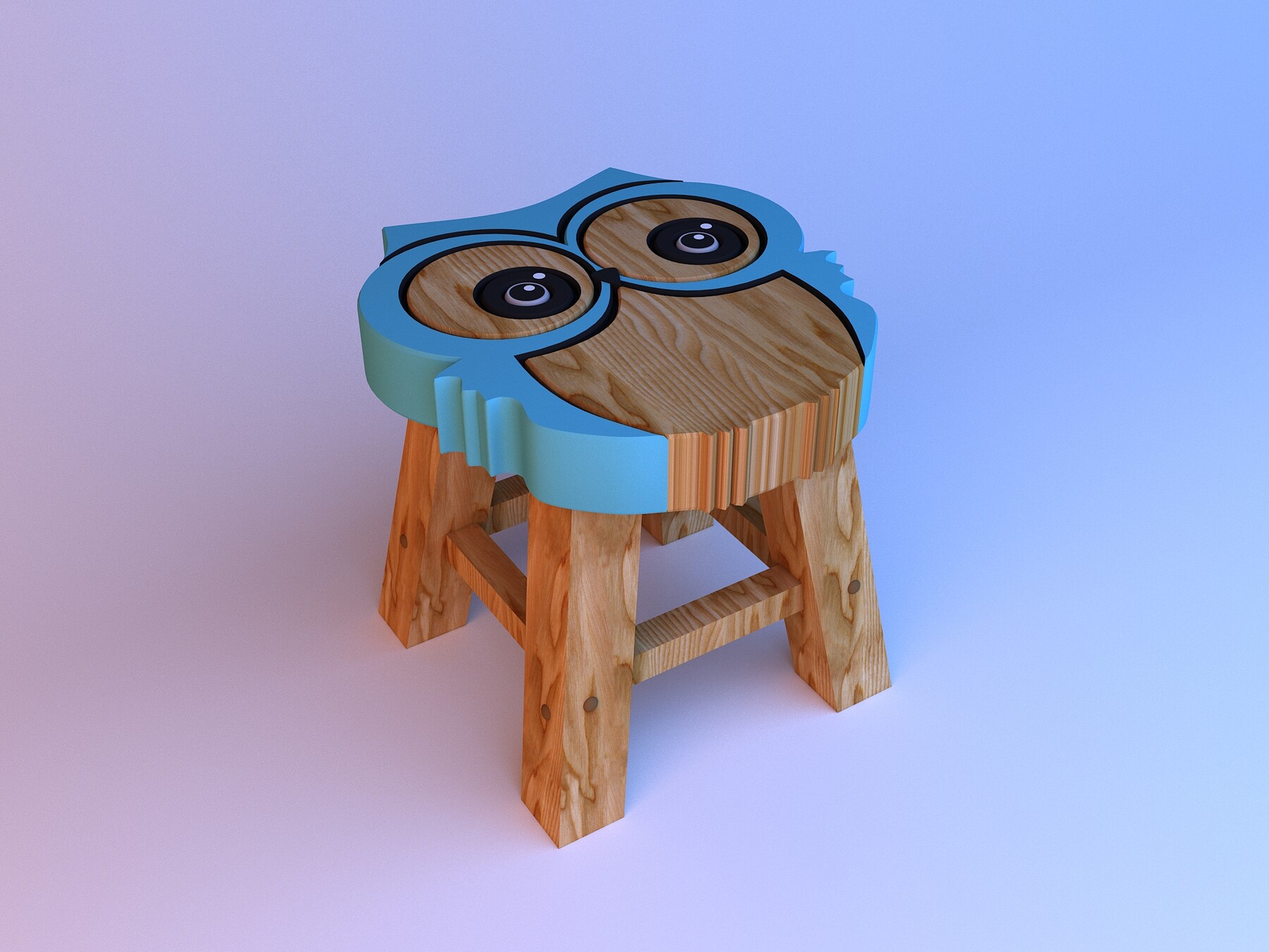 ArtStation Kid baby owl wood chair Game Assets