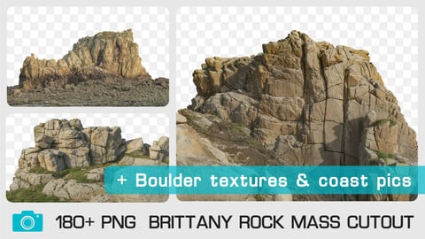 BRITTANY ROCK MASS CUTOUT - Photo reference pack - 180+ PNG & 1 bonus PSD & 60 FREE JPG