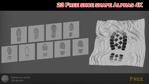 23 [FREE] Shoes Shape Alphas for Zbrush, Blender, Substance and Photoshop- 4K