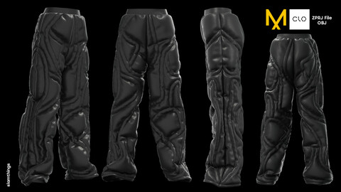 Future Fashion Puffer Pants #008 - Clo3D / MarvelousDesigner + OBJ / DIGITAL FASHION