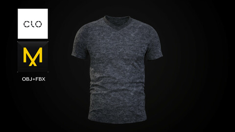 T-Shirt Men Marvelous Designer/Clo3d project + OBJ + FBX