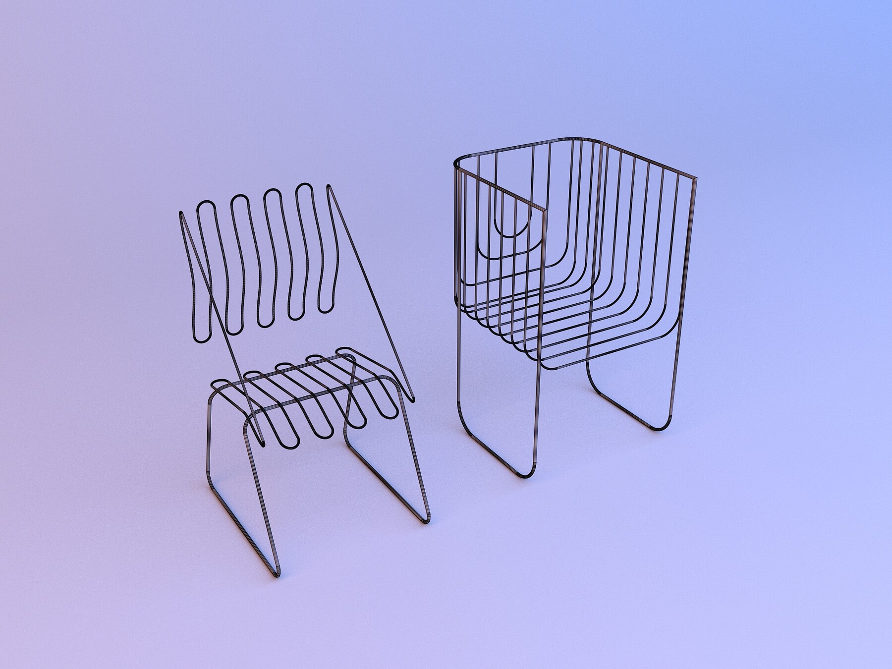 ArtStation Metal Grid chair Game Assets