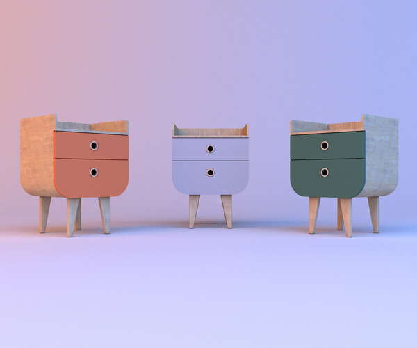 ArtStation Wooden nightstand for storage Game Assets