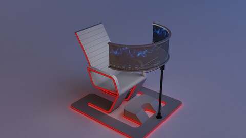 Futuristic armchair with fold-out display