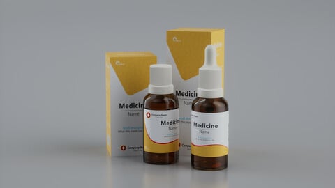 Medicine 3D Model - Flask and Box