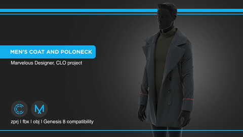 Men's Coat and Polo-neck | clo3d | marvelous designer