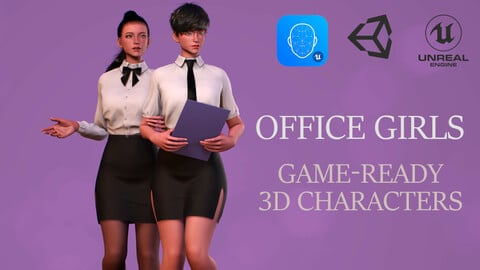 Office Girls - Game-Ready Low-poly 3D model
