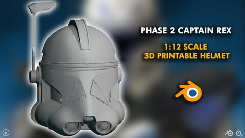 Phase 2 Captain Rex 3D printable helmet 1:12 scale