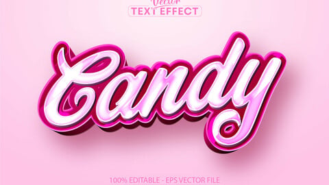 Cartoon text effect, editable candy text style