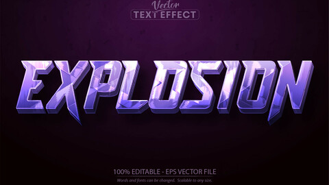 Explosion text effect, editable shiny purple text style