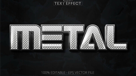 Metallic text effect, editable metallic silver text style