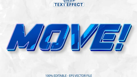 Move text effect, editable blue sport text style