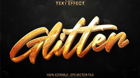 Gold text effect, editable shiny gold sparkle text style, glitter text on black textured background