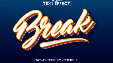 Break text effect, minimalistic and sport editable text style