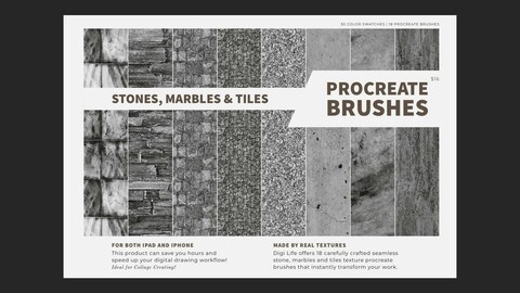 Stones, Marbles & Tiles Procreate Brushes