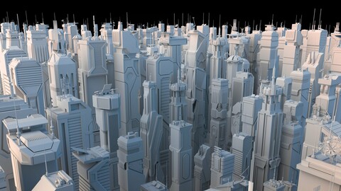 Sci-Fi Skyscrapers Kitbash - Low Poly