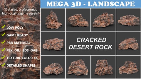 Low poly Desert Cracked Rock 220124